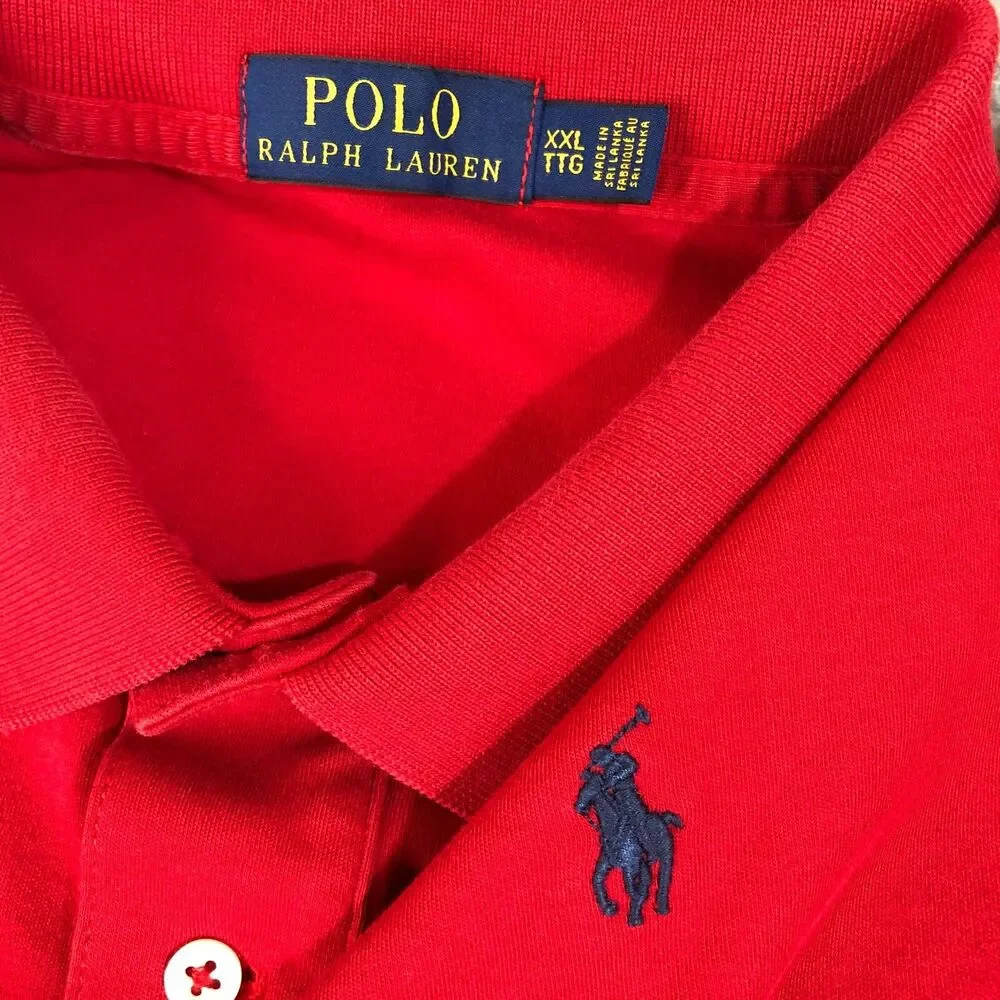 Polo Ralph Lauren Shirt Adult XXL Red Dad Pony Logo Preppy Men Slit Golf Outdoor